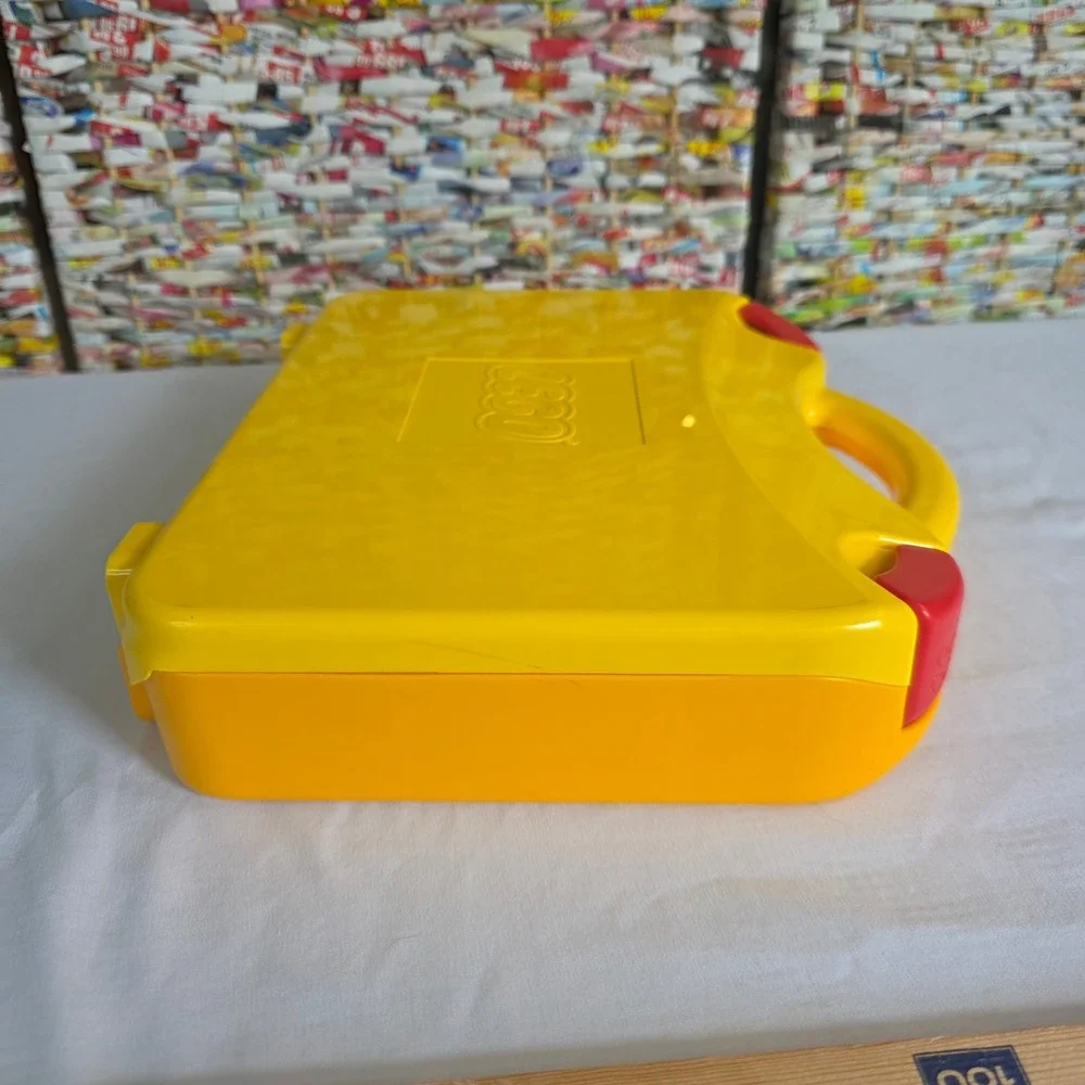 LEGO Yellow Plastic Storage Carrying Case Organizer with Red Latches Handle